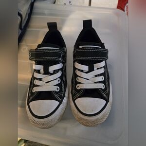 Kids Black and White Strap Sneakers